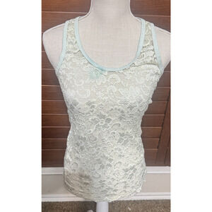 BKE Ivory Lace Tank Top Women’s sz L cami coquette fairy cream sheer